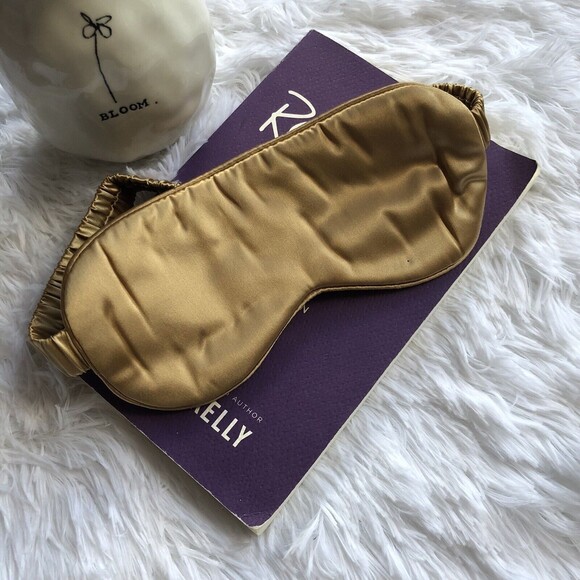 Gold Mulberry Silk Soft Sleep Eye Mask 22 Momme,Luxurious Adult Women and Men - Picture 3 of 7